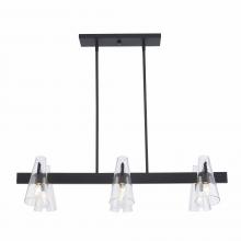 Trans Globe 11676 BK - 6LT ISLAND PENDANT-CLR CONE GL